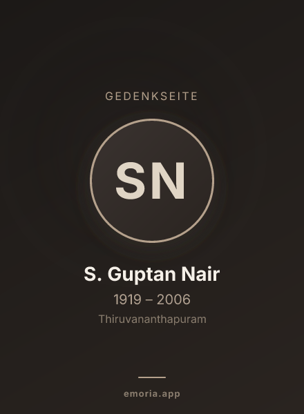 Gedenkportrait von S. Guptan Nair