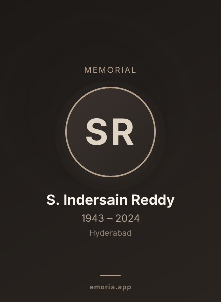 Memorial portrait of S. Indersain Reddy