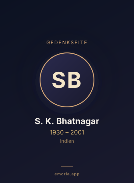 Gedenkportrait von S. K. Bhatnagar