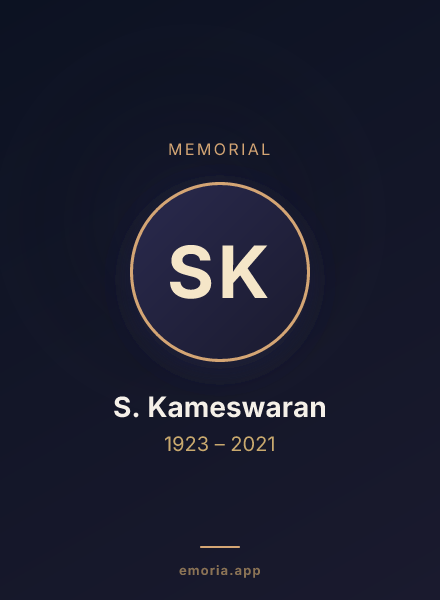 Memorial portrait of S. Kameswaran