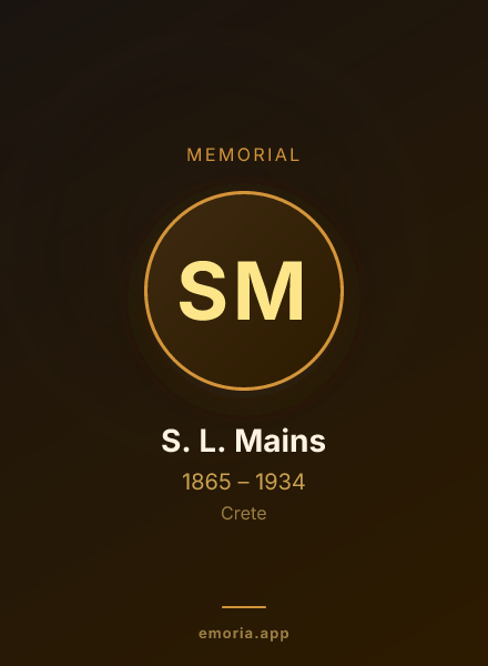 Memorial portrait of S. L. Mains
