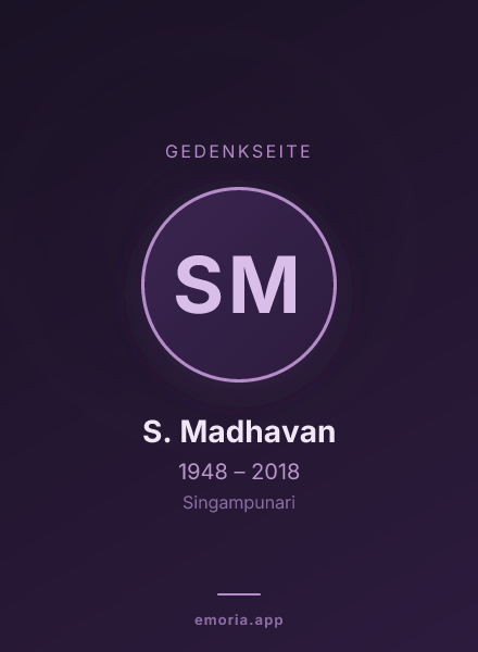 Gedenkportrait von S. Madhavan