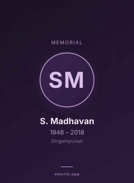 Memorial portrait of S. Madhavan