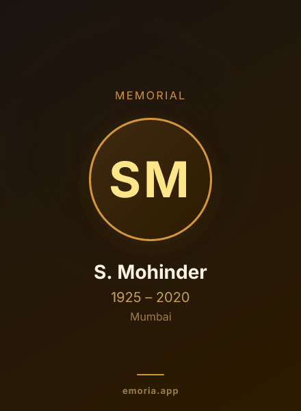 Memorial portrait of S. Mohinder