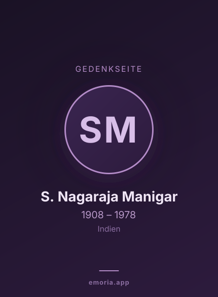 Gedenkportrait von S. Nagaraja Manigar