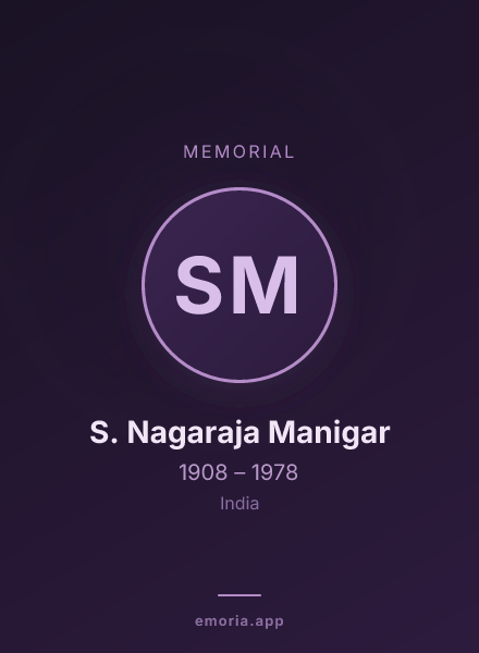 Memorial portrait of S. Nagaraja Manigar