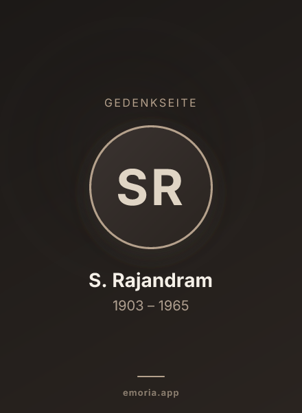 Gedenkportrait von S. Rajandram