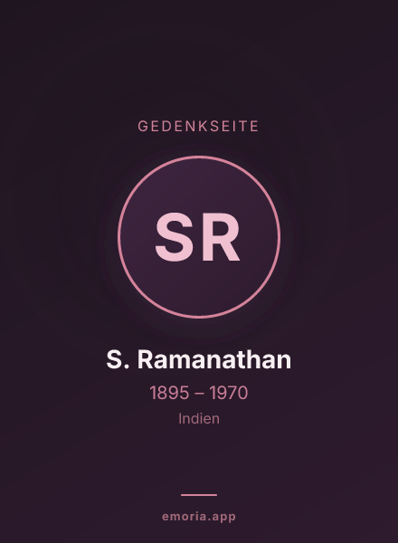 Gedenkportrait von S. Ramanathan