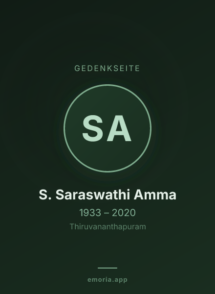 Gedenkportrait von S. Saraswathi Amma