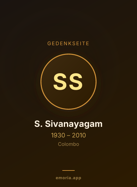 Gedenkportrait von S. Sivanayagam