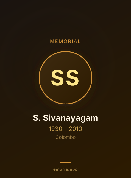 Memorial portrait of S. Sivanayagam
