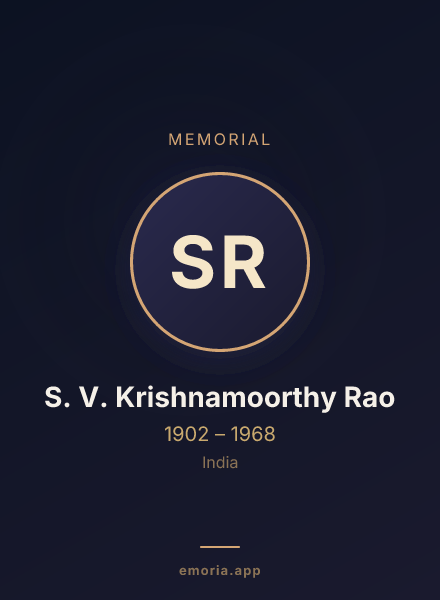 Memorial portrait of S. V. Krishnamoorthy Rao