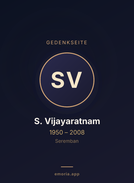 Gedenkportrait von S. Vijayaratnam