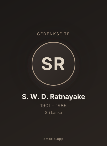 Gedenkportrait von S. W. D. Ratnayake