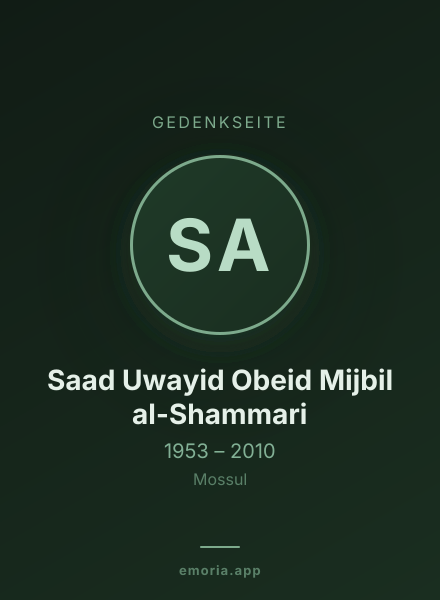 Gedenkportrait von Saad Uwayid Obeid Mijbil al-Shammari