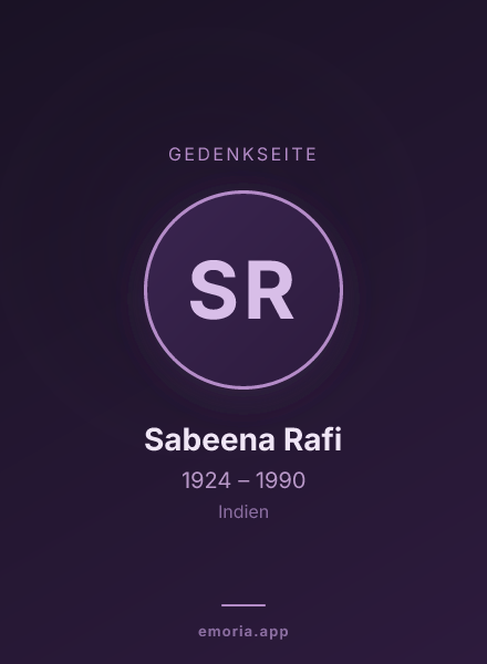 Gedenkportrait von Sabeena Rafi