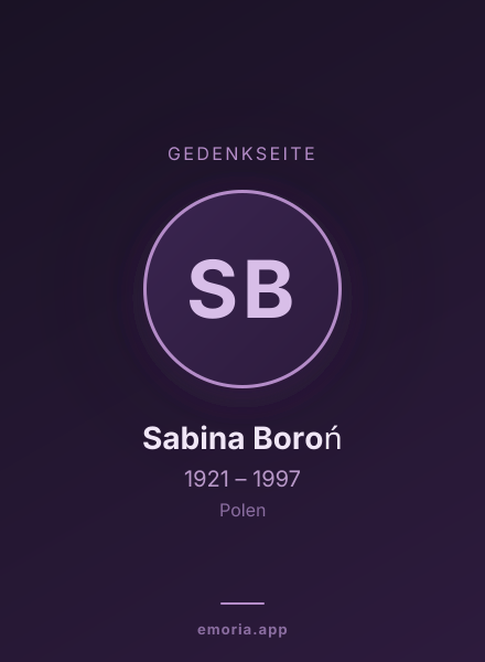 Gedenkportrait von Sabina Boroń