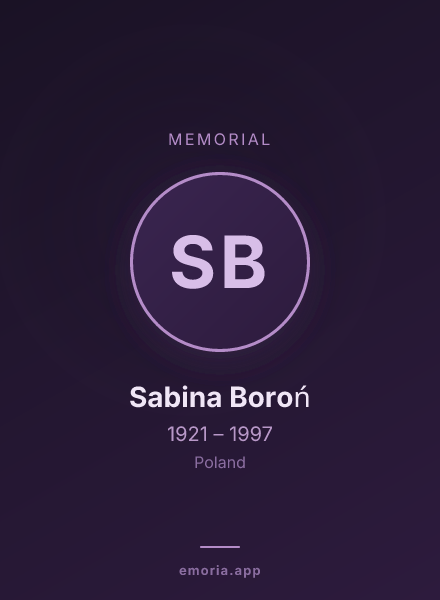 Memorial portrait of Sabina Boroń