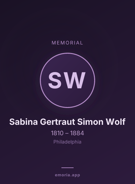 Memorial portrait of Sabina Gertraut Simon Wolf