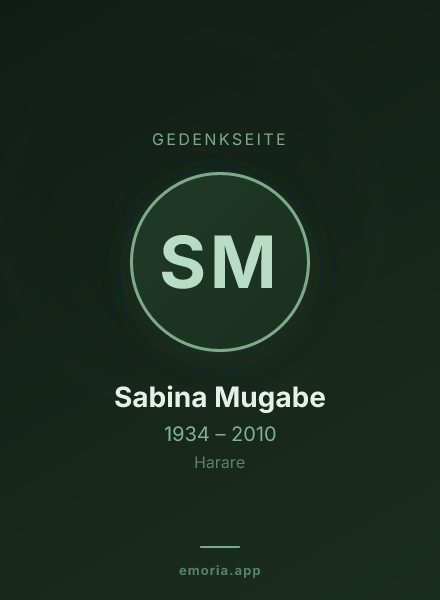 Gedenkportrait von Sabina Mugabe