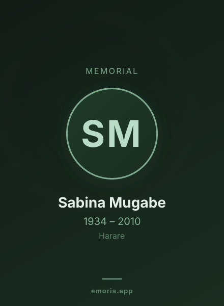 Memorial portrait of Sabina Mugabe