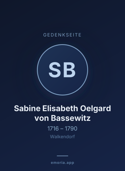 Gedenkportrait von Sabine Elisabeth Oelgard von Bassewitz