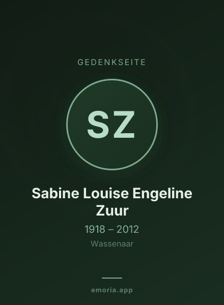 Gedenkportrait von Sabine Louise Engeline Zuur