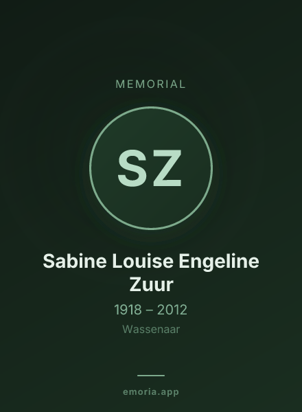 Memorial portrait of Sabine Louise Engeline Zuur