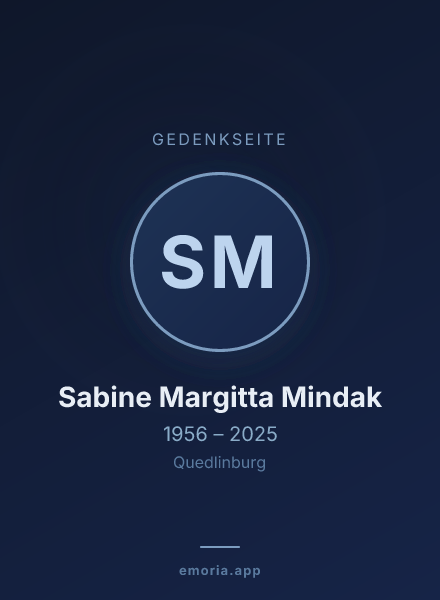 Gedenkportrait von Sabine Margitta Mindak