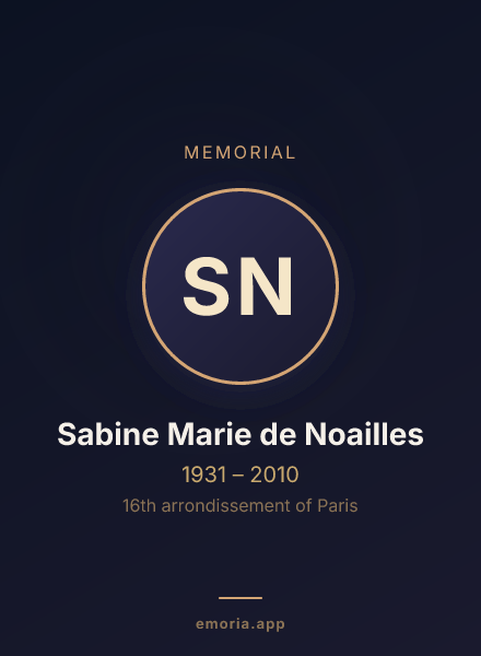 Memorial portrait of Sabine Marie de Noailles