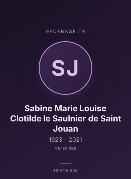 Gedenkportrait von Sabine Marie Louise Clotilde le Saulnier de Saint Jouan