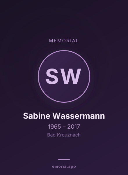 Memorial portrait of Sabine Wassermann