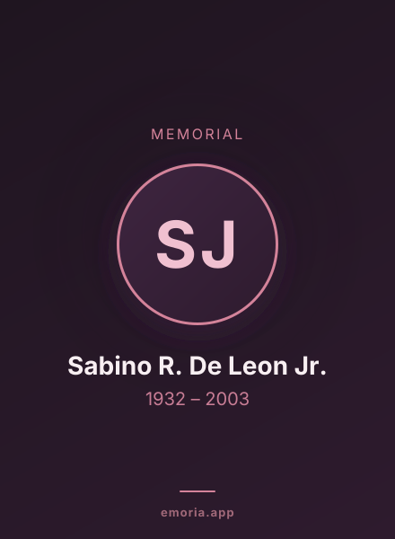 Memorial portrait of Sabino R. De Leon Jr.