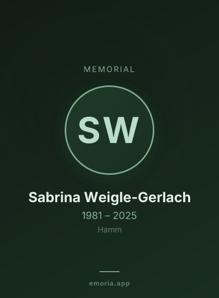 Memorial portrait of Sabrina Weigle-Gerlach