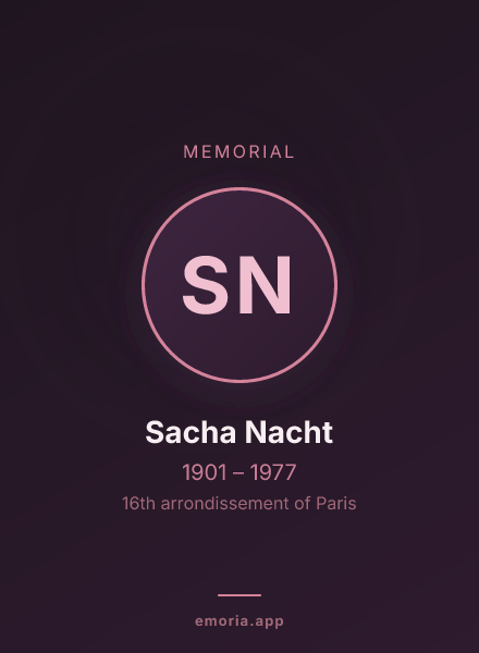 Memorial portrait of Sacha Nacht