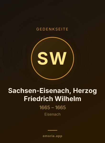 Gedenkportrait von Sachsen-Eisenach, Herzog Friedrich Wilhelm