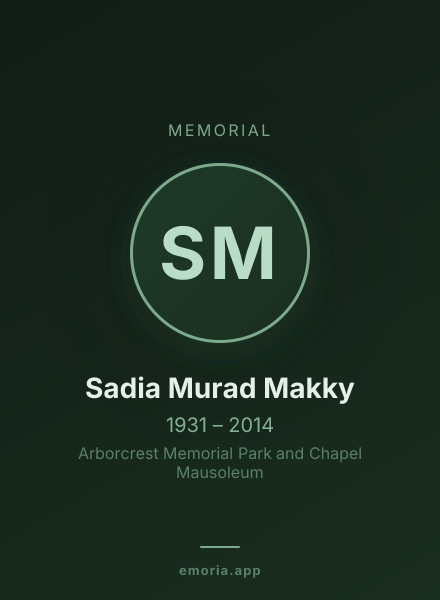 Memorial portrait of Sadia Murad Makky