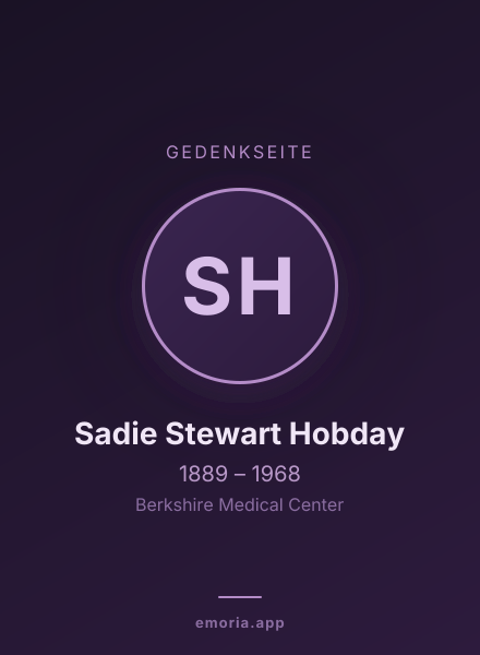 Gedenkportrait von Sadie Stewart Hobday