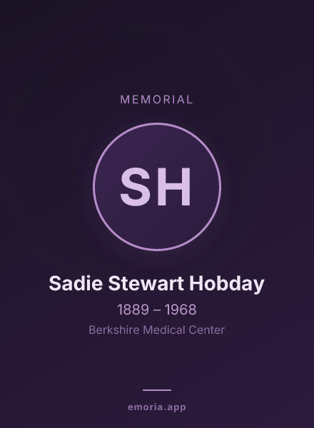Memorial portrait of Sadie Stewart Hobday