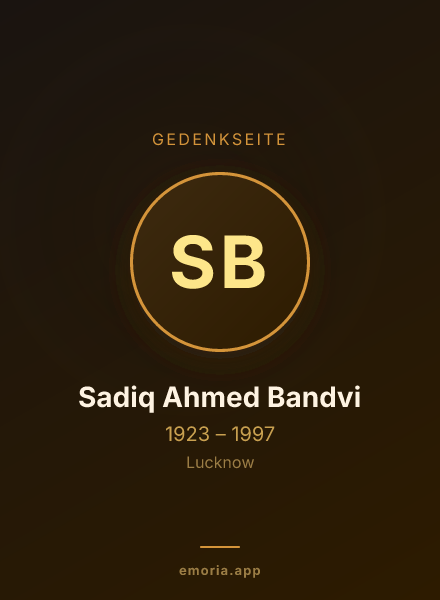 Gedenkportrait von Sadiq Ahmed Bandvi