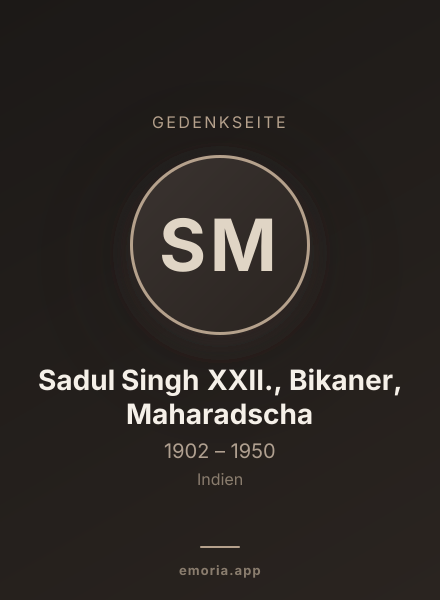 Gedenkportrait von Sadul Singh XXII., Bikaner, Maharadscha