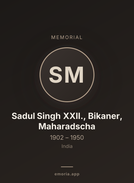 Memorial portrait of Sadul Singh XXII., Bikaner, Maharadscha