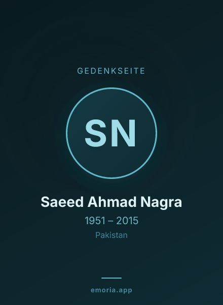 Gedenkportrait von Saeed Ahmad Nagra