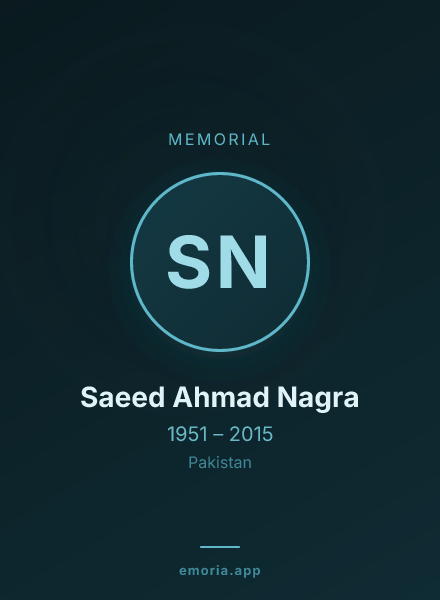 Memorial portrait of Saeed Ahmad Nagra