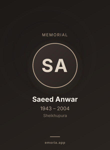 Memorial portrait of Saeed Anwar