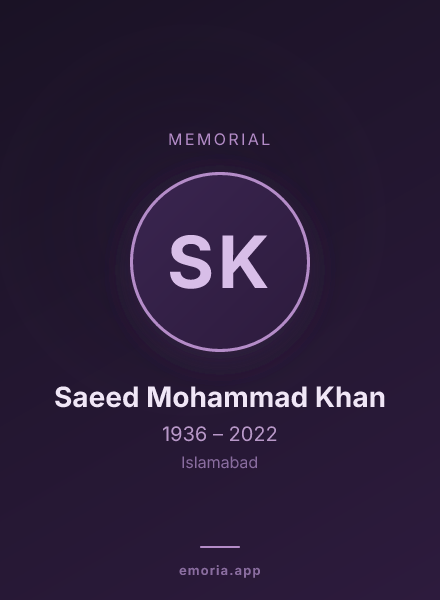 Memorial portrait of Saeed Mohammad Khan