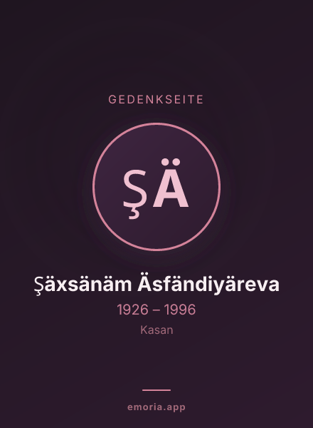 Gedenkportrait von Şäxsänäm Äsfändiyäreva
