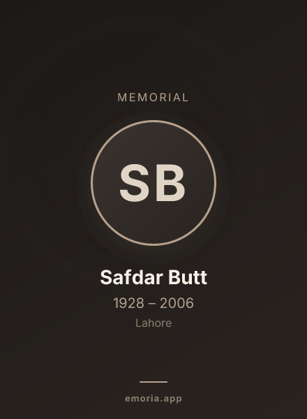 Memorial portrait of Safdar Butt