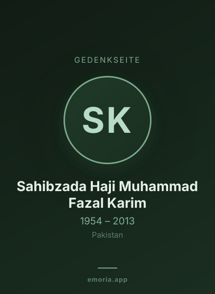 Gedenkportrait von Sahibzada Haji Muhammad Fazal Karim