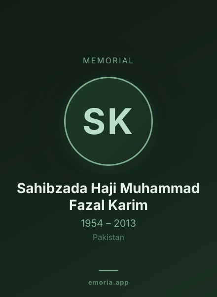 Memorial portrait of Sahibzada Haji Muhammad Fazal Karim
